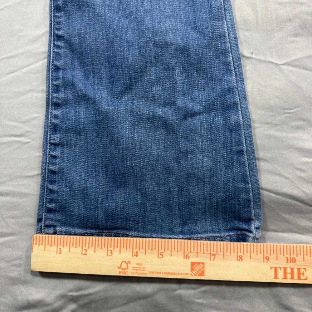 Lee Womens High Rise Flare Jeans Blue Distressed Button Fly Size 29x26
